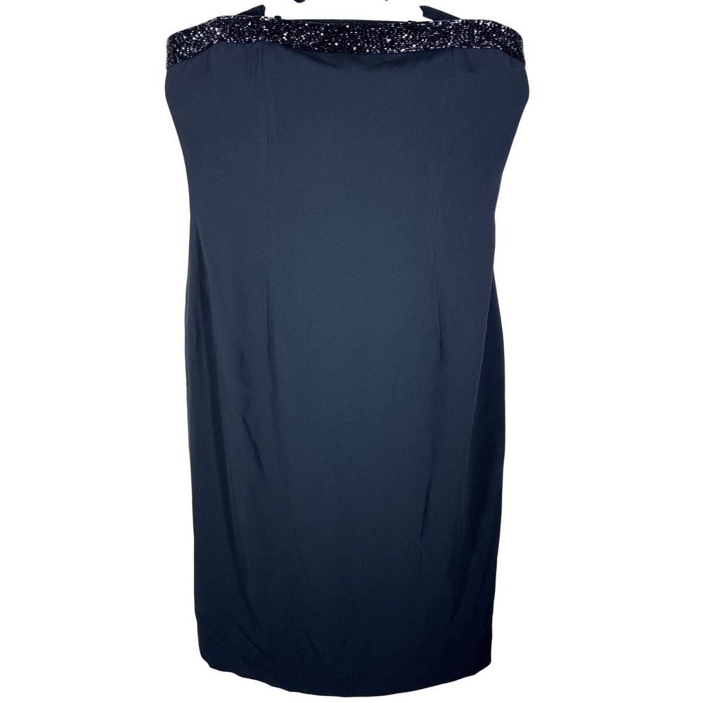 Lauren Ralph Lauren Strapless Black Cocktail Dress Beaded Trim Sheath Size 10